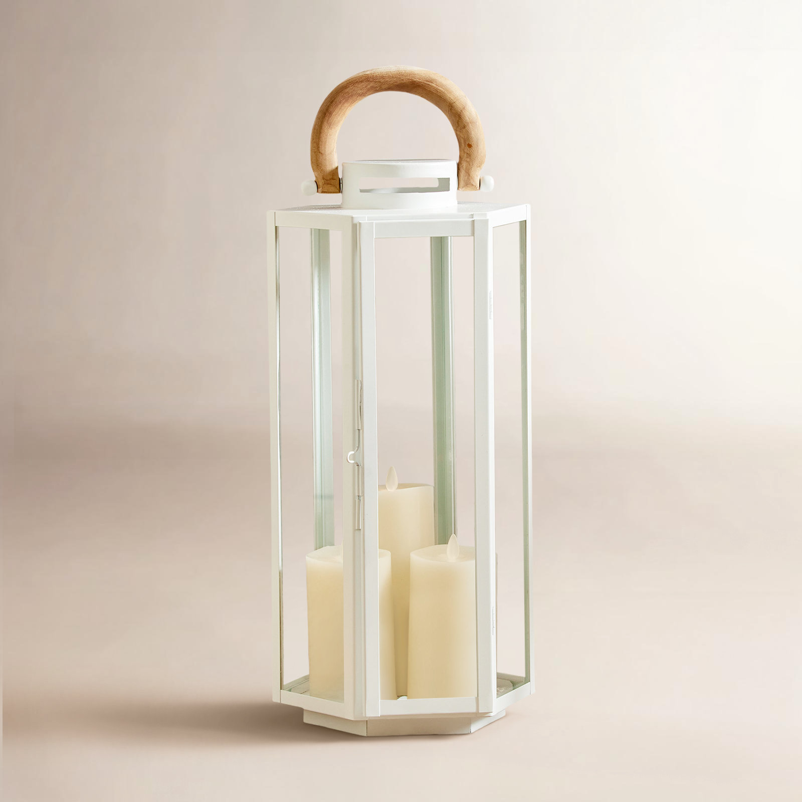 Outdoor Lantern Candle Holder, 23" H x 8" W x 9" D, Stainless Steel/Silver