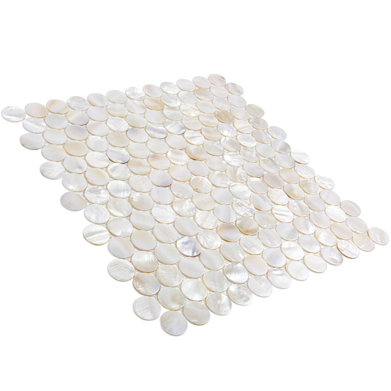 Oyster 1" Penny Round Polished Pearl Mosaic Tile