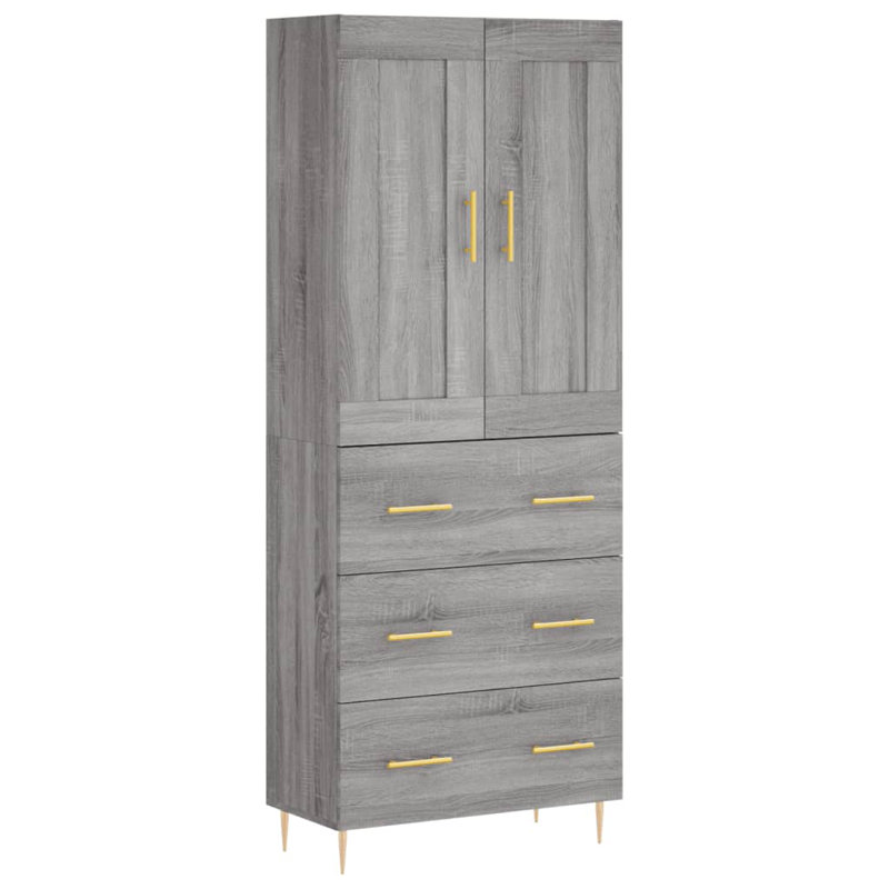 Saway 69.5cm Wide 3 Drawer Highboard, Grey Sonoma