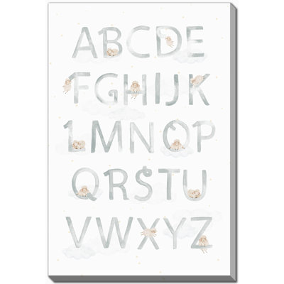«Sheep Alphabet Blue», art mural sur toile