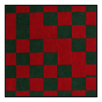 Machine Washable Checkered Red Area Rug