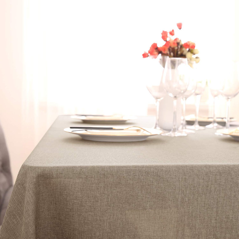 Wrinkle Resistant Waterproof Linen Look Tablecloth, 102" L x 54" W, Khaki