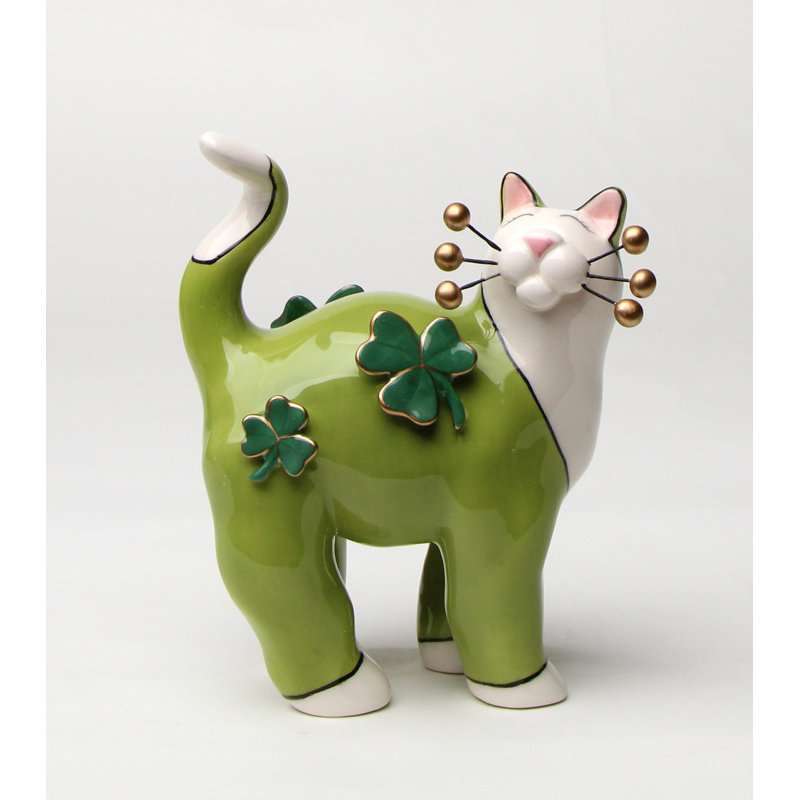 St. Patrick's Whisker Cat Figurine- 5 1/2"H