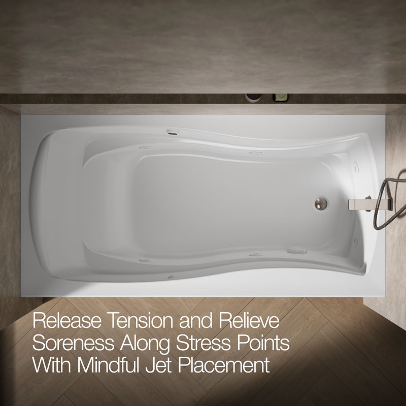 Mariposa® 72" x 36" Whirpool Bathtub, White, Right