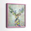 Fantastic Florals Deer, Portrait - reproduction encadrée de qualité supérieure - prête à être accrochée - aucun clou requis - aucun clou requis-107997989-107997983