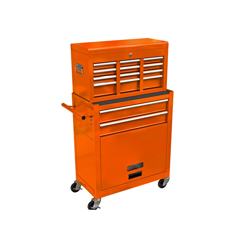 Armoire à outils avec 8 tiroirs et fixation pour étui mobile - Conception pratique orange 8, Orange
