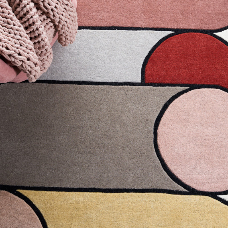 Chao Hand Tufted New Zealand Wool Abstract Rug, Round 7'