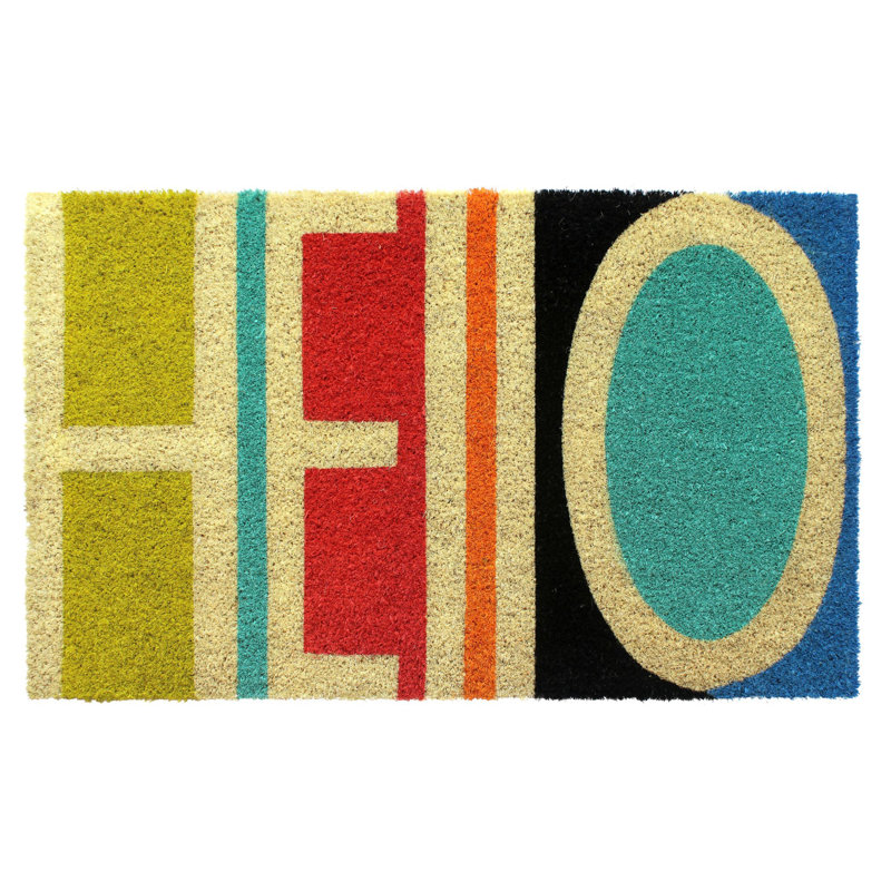 Tapis d'extérieur antidérapant Floroir, Blanc cassé / vert / rouge