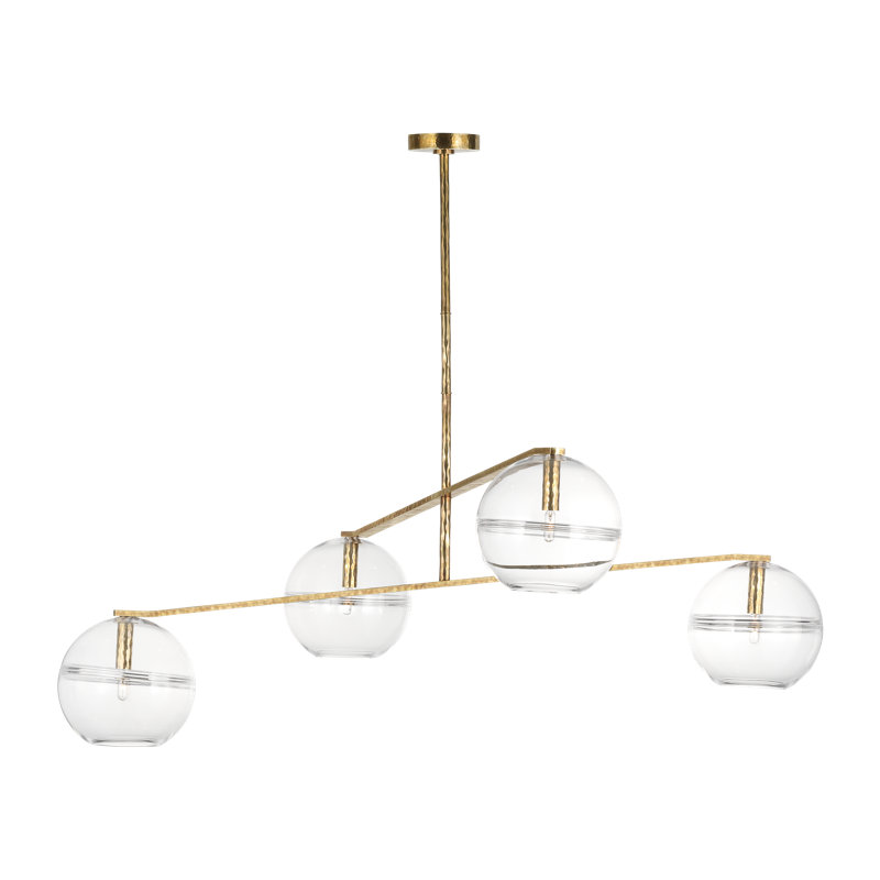 Sean Lavin Lowing Medium 4-light Chandelier in Polished Antique Brass with Clear Glass shade