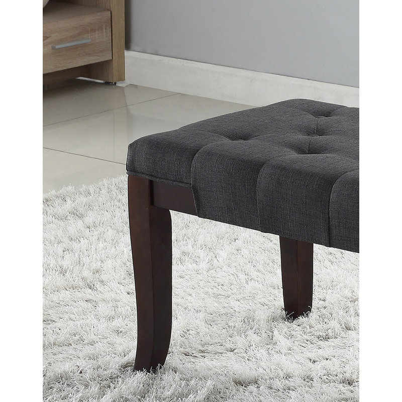 Linon Tufted Bench, Fabric, Gray, Gray