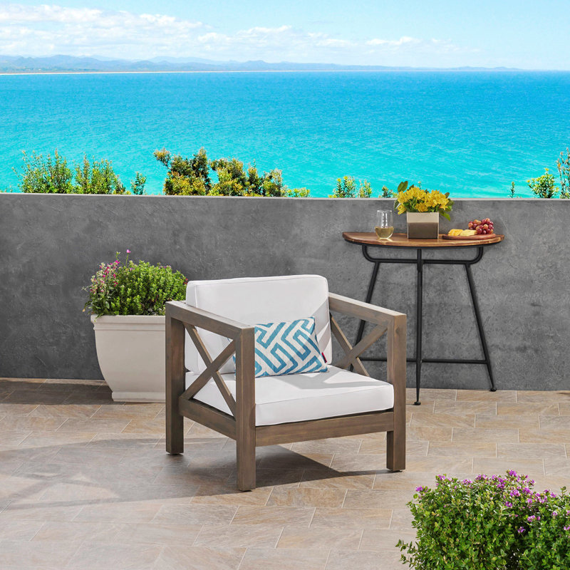 Fauteuil club Brava, confortable et polyvalent, Gris, Tissu blanc imperméable