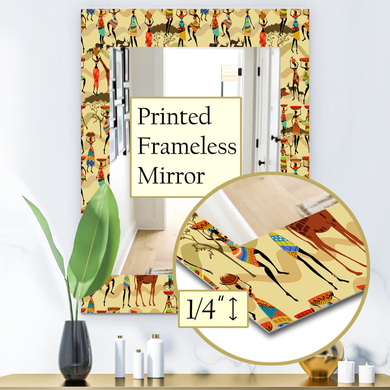 Miroir mural traditionnel Texture with African Women, H 24 po x l 32 po