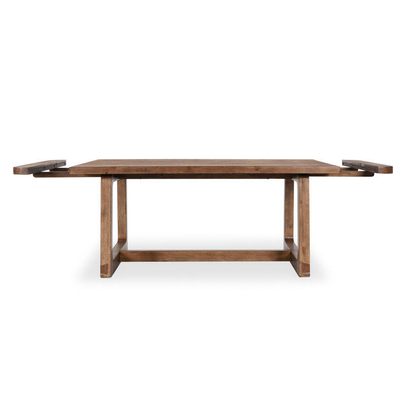 Lyra 80-110" Pine Wood Extendable Dining Table In Smoke Brown