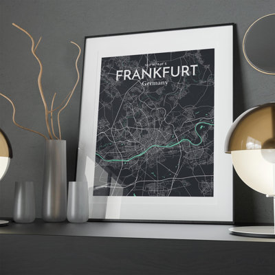 Carte de Francfort, impression graphique contrastée