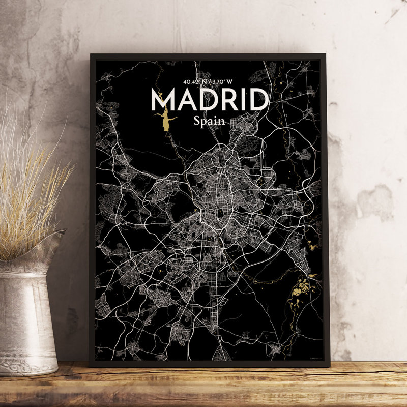 Madrid City Map - No Frame Print, 61cm H x 45.7cm W x 0.13cm D