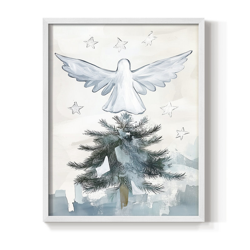 «Christmas Holiday Art CXLI», reproduction d'art encadrée - bois massif, H 21 po x l 17 po, Blanc