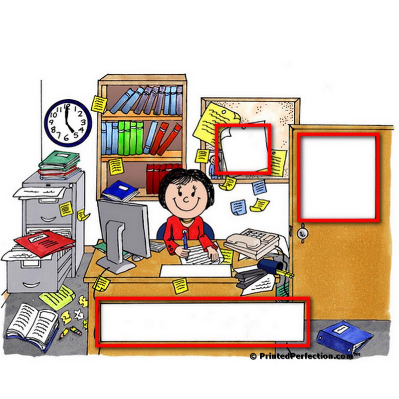 Personalized Office, Messy - Ensemble de cadeau pour sous-verre féminin (4 sous-verres), Oui