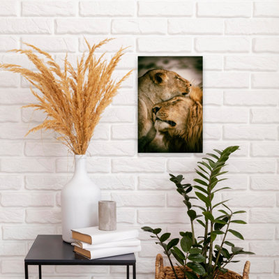 What is love Romantic Contemporary Lion Nature Wildlife Wall Art Print 1 Piece Wrapped Canvas Wall Art