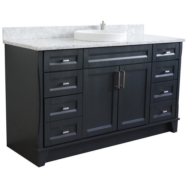 Ensemble de meuble-lavabo simple 61 po Strattenburg, Marbre de Carrare blanc