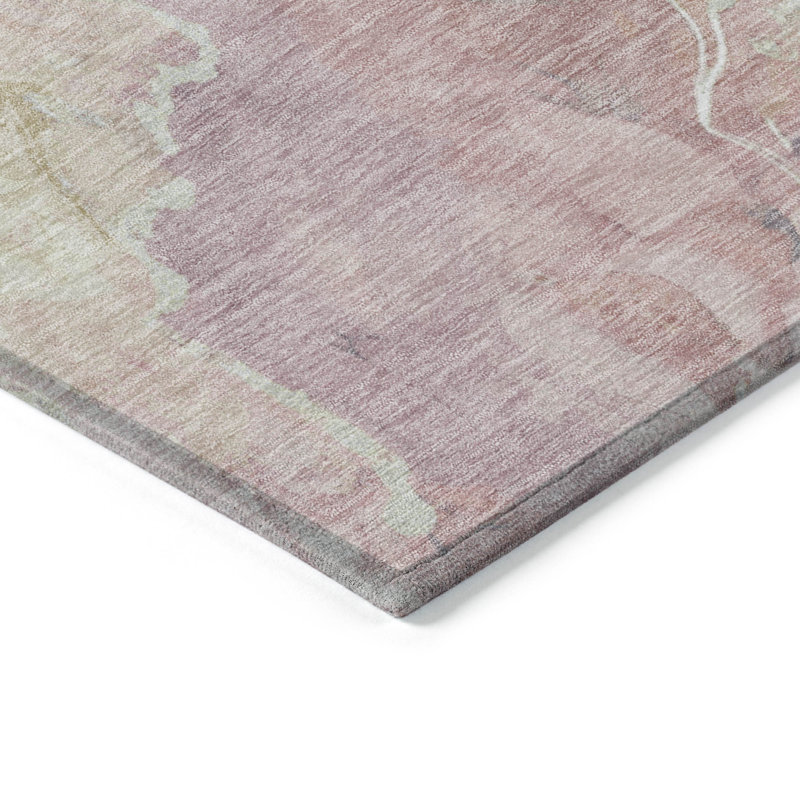 Machine Washable Indoor/Outdoor Xhevrie Pink Rug, Rectangle 8' x 10'