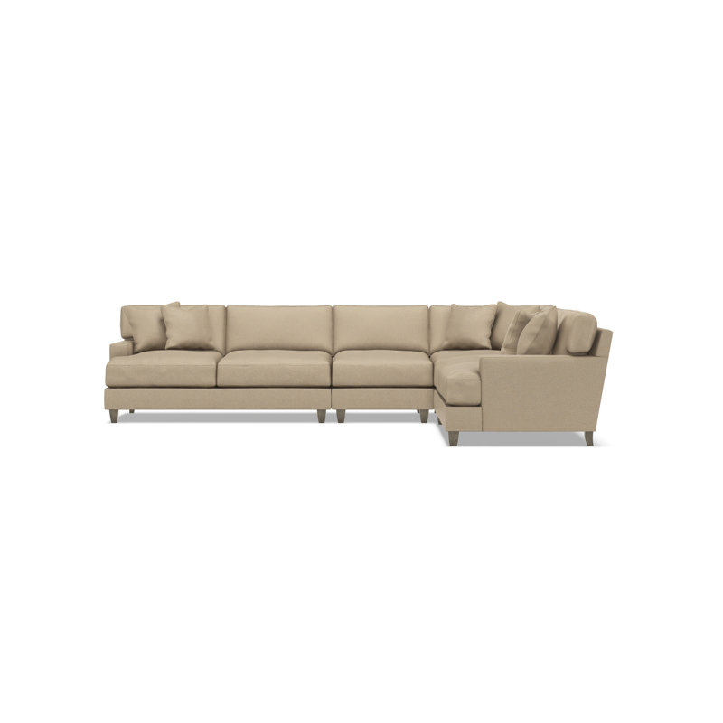 Bernhardt Mila 4-Piece Fabric Sectional, Tan Polyester, 33.5" H x 137" W x 107" D, Right Hand Facing