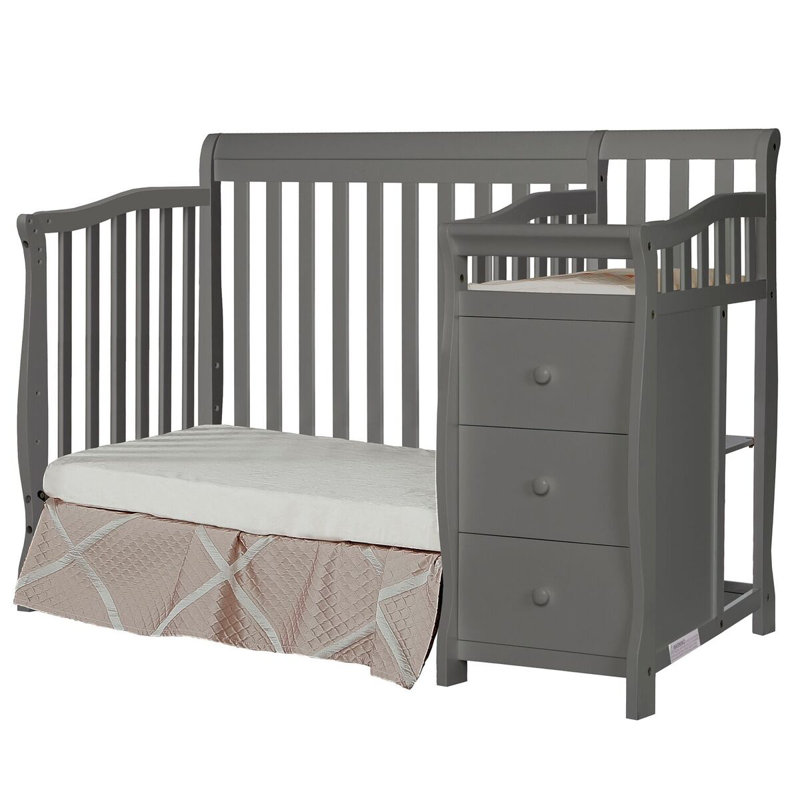 Storm Gray 4-in-1 Mini Convertible Crib with Changer