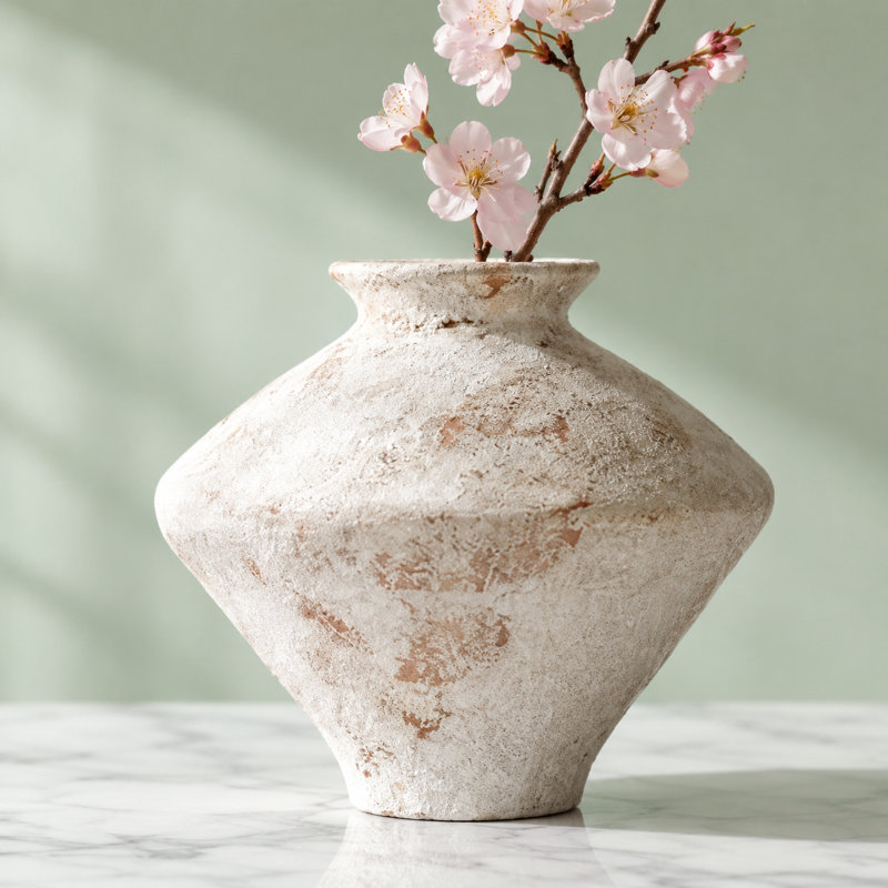 Vase Wabi Sabi, Blanc rouillé, 11,4 po