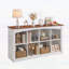 Organisateur de rangement à 8 cubes avec bois à deux tons, bibliothèque à 2 niveaux, moulures décoratives et tablette de rangement ouverte pour une utilisation polyvalente
