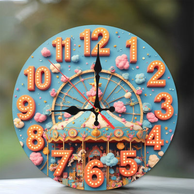 Colorful Carousel Themed Wall Clock