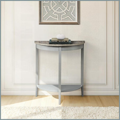 Chêne naturel Table basse grise en demi-lune pour vestibule & amp; Salon, facile à nettoyer avec un dégagement de 5,5 po