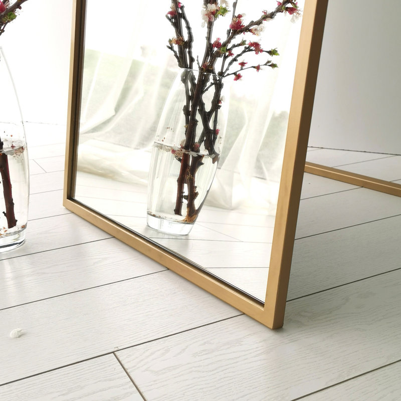 Metal Flat Floor Mirror, Gold