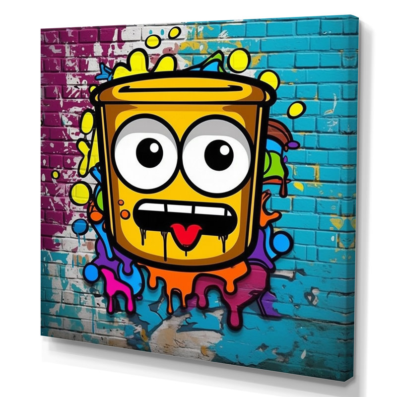 Graffiti Bucket I - impression, H 16 po x l 16 po x P 1 po, Toile tendue