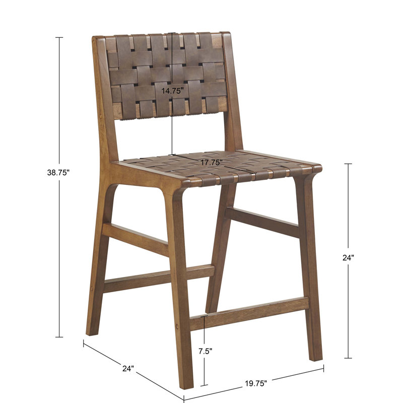 Tabouret de comptoir en similicuir tissé H 24 po