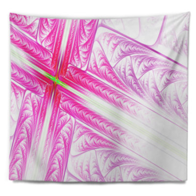 Tapisserie abstraite à motif de croix fractale rose