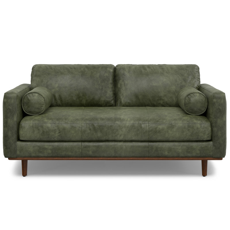 Morrison Genuine Leather Sofa, Mid-Century Modern Couch for Living Room, Handcrafted with Removable Cushions, 72" W