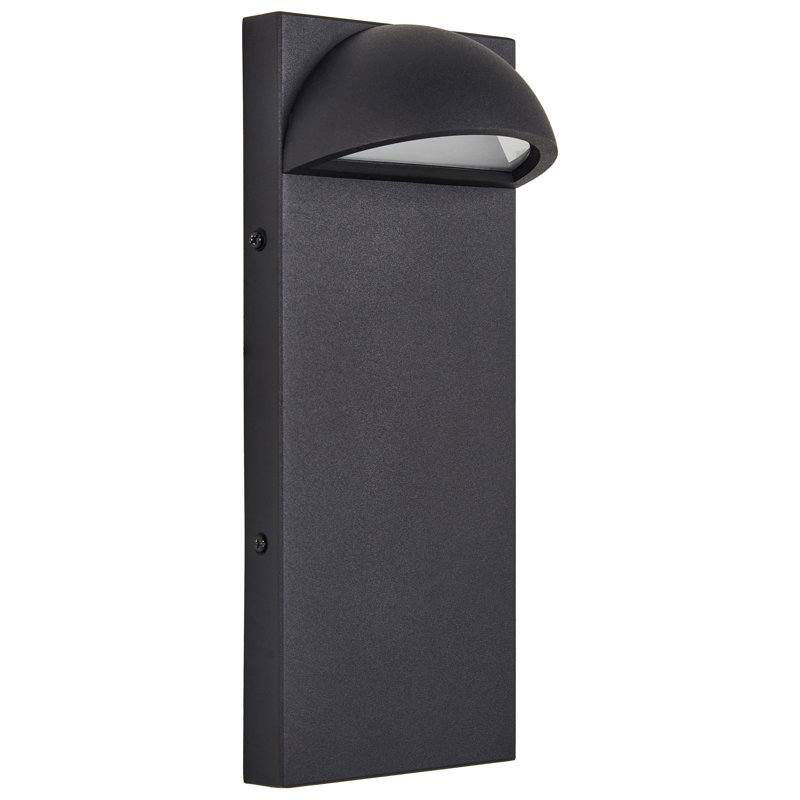 SAJUR Matte Black 28cm H Integrated LED Frosted Glass Outdoor Armed Sconce