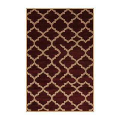 Machine Washable Trellis Brown Area Rug