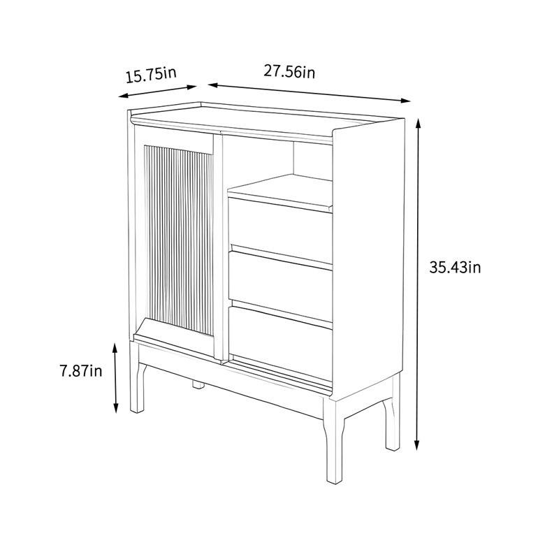 Armoire de rangement simple, H 35,43 po x l 27,56 po x P 15,75 po