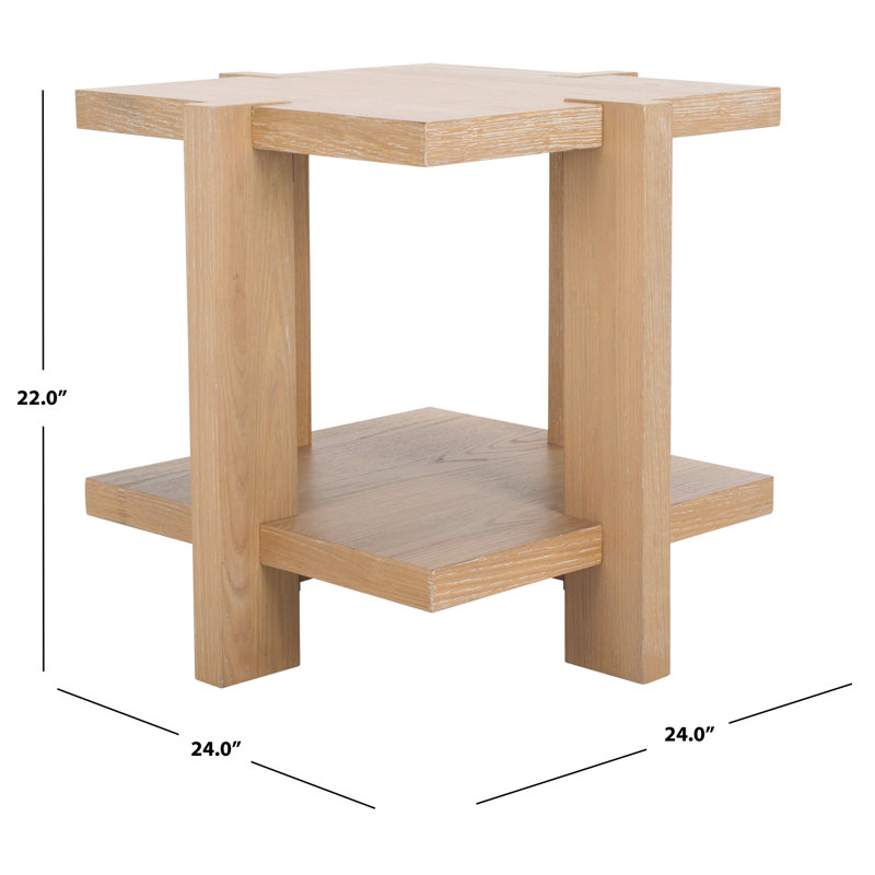 Quigley Square Wood Accent Table, Weathered Gray
