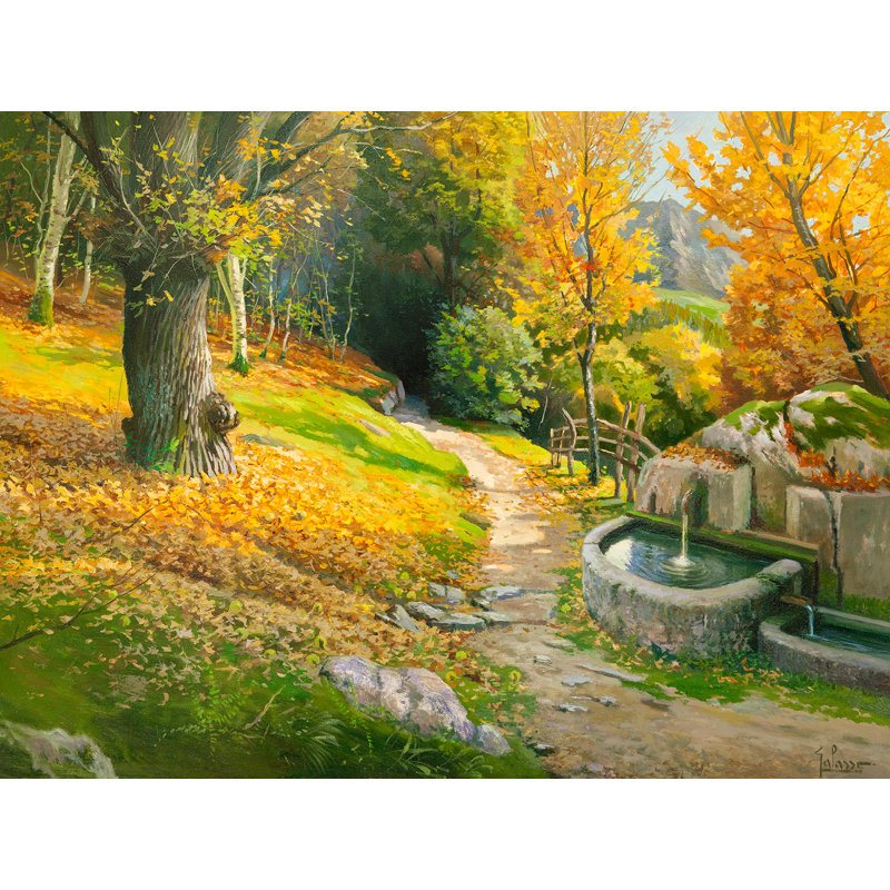 Landscape, Refreshments on the Mountain Path by Adriano Galasso - Wrapped Canvas Art Prints, 70cm H x 100cm W x 4cm D
