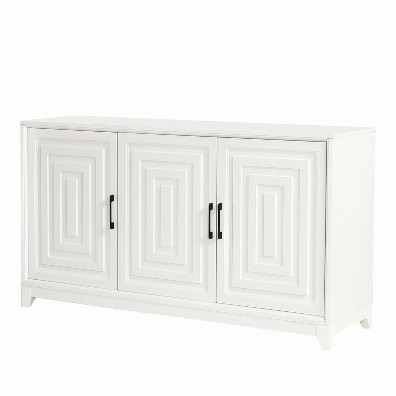 Meuble télé avec rangement pour téléviseur de 65 po ou moins et pieds en bois massif pour salon | Idée de cadeau, Blanc
