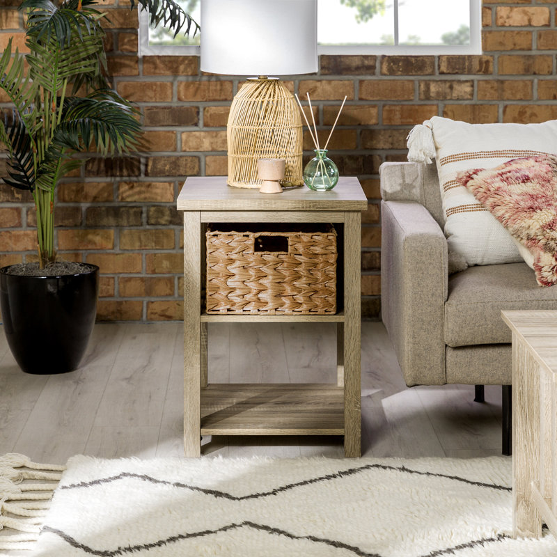 Table de bout avec rangement Knepp, Bois flottant
