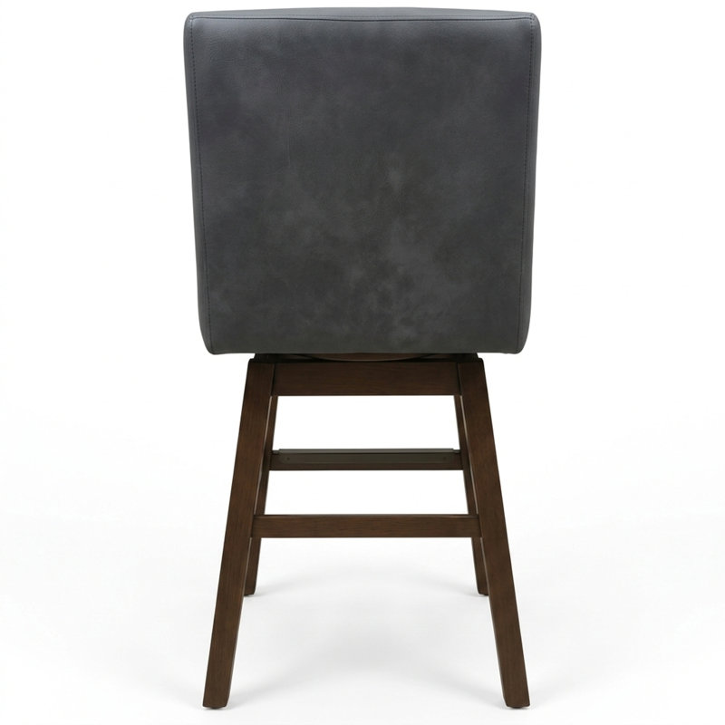 Swivel Bar Height Barstools Black Seat In Brown Finish, Set of 2, Black, Bar Stool (30" Seat Height)
