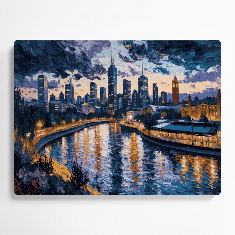 Art mural gris en villes avec villes en Australie, H 20 po x l 30 po