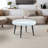 Elegant White Marble Pattern Round Coffee Table, 23.6 Inch Diameter with Exquisite Suction Molding & Black Sprayed Metal Legs-1965621481