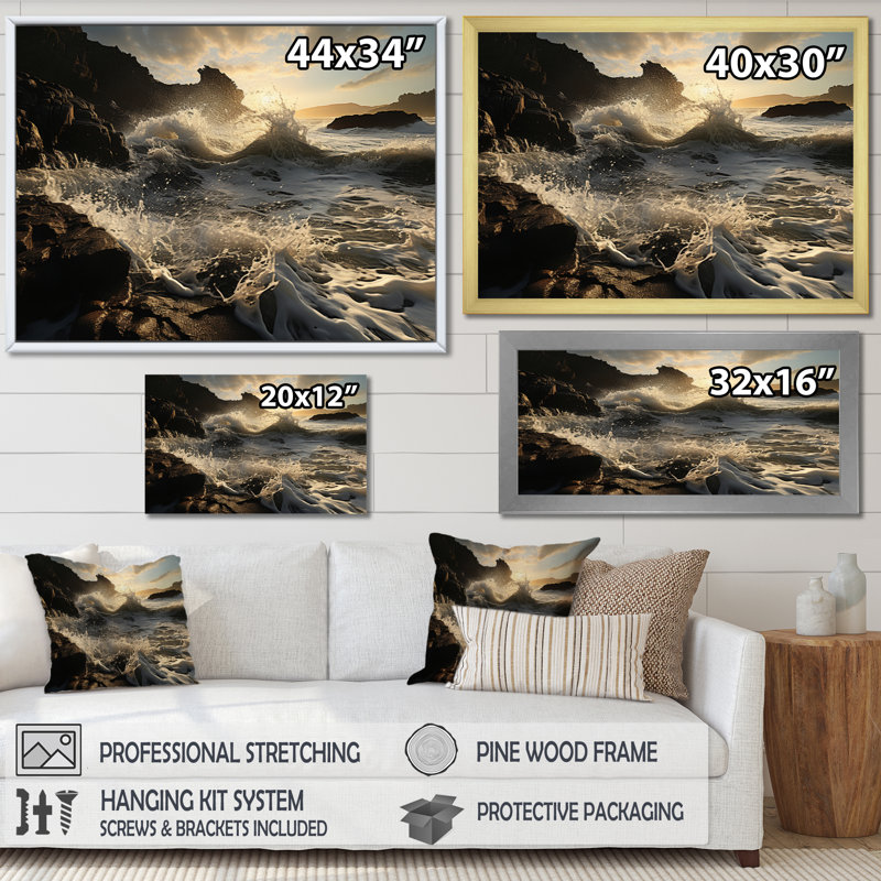 Photo de plage ensoleillée vagues II - impression, Toile tendue, 30" H x 40" W