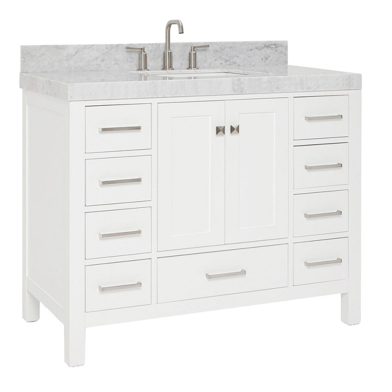 Meuble-lavabo simple 42 po Cambridge, Nickel brossé, Blanc
