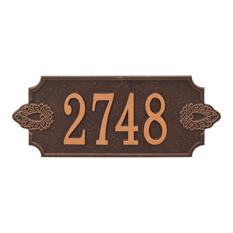 Plaque d'adresse murale personnalisée 1 ligne Sofia, Cuivre antique / Cuivre, Oui