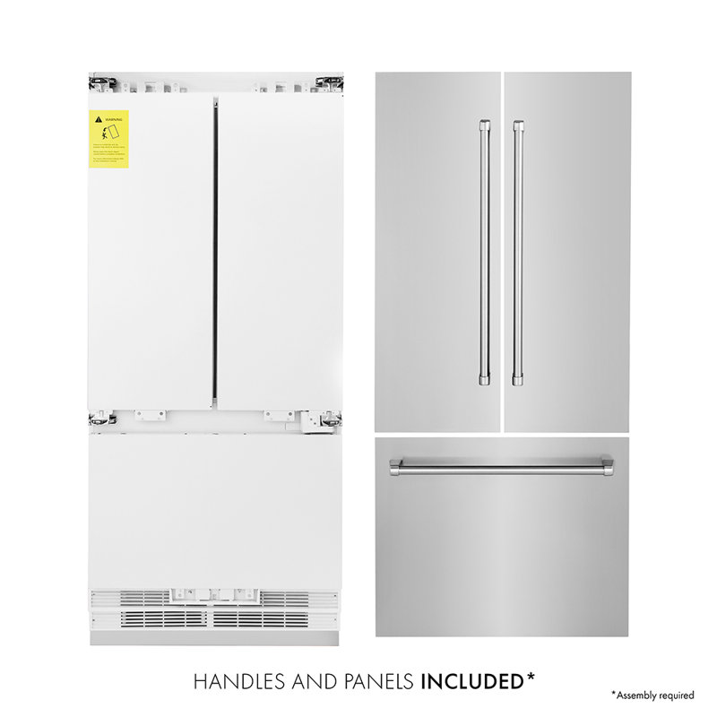 ZLINE 36 in. Built-In Refrigerator w/ Water Dispenser & Ice Maker, Stainless Steel, Stainless Steel