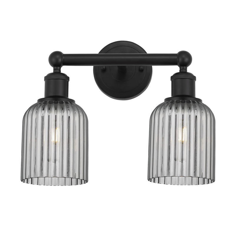 Edison Addeline 2 Light 14" Bath Vanity Light Shade, Matte Black, Smoke Grey